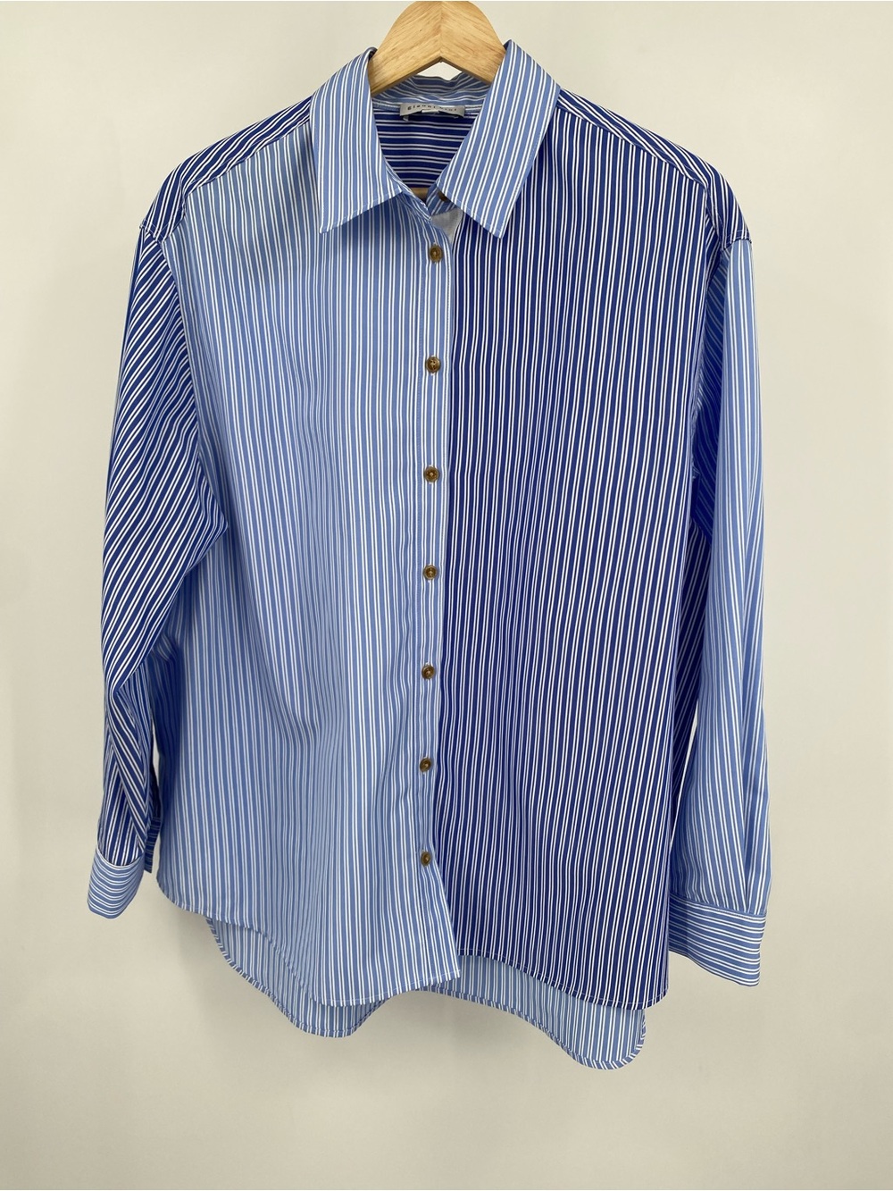 Gianni Bini Tara Tunic Color Block Blouse Blue Multi Stripe Oversized Size Small